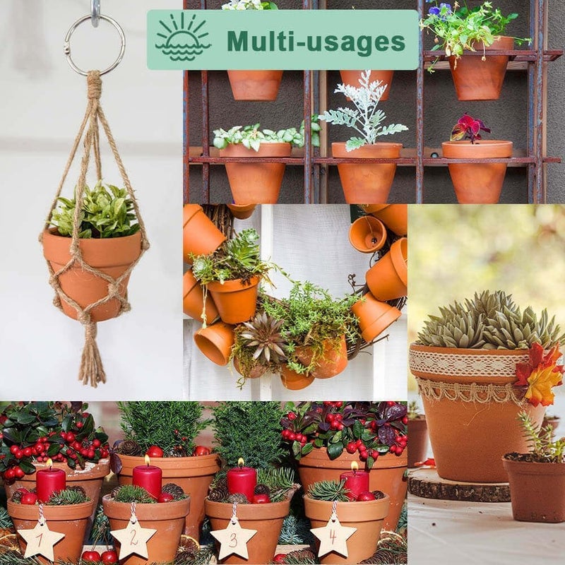 vensovo Terra Cotta Pots with Saucer - 6 Pack 5 Inch Clay Pot Ceramic Pottery Planter Cactus Flower Pots Succulent Pot Drainage Hole, Great for Plants, Crafts and Wedding Favor - Image 2